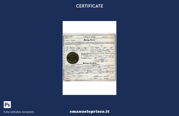 modello di licenza di matrimonio USA Idaho in stile verificato